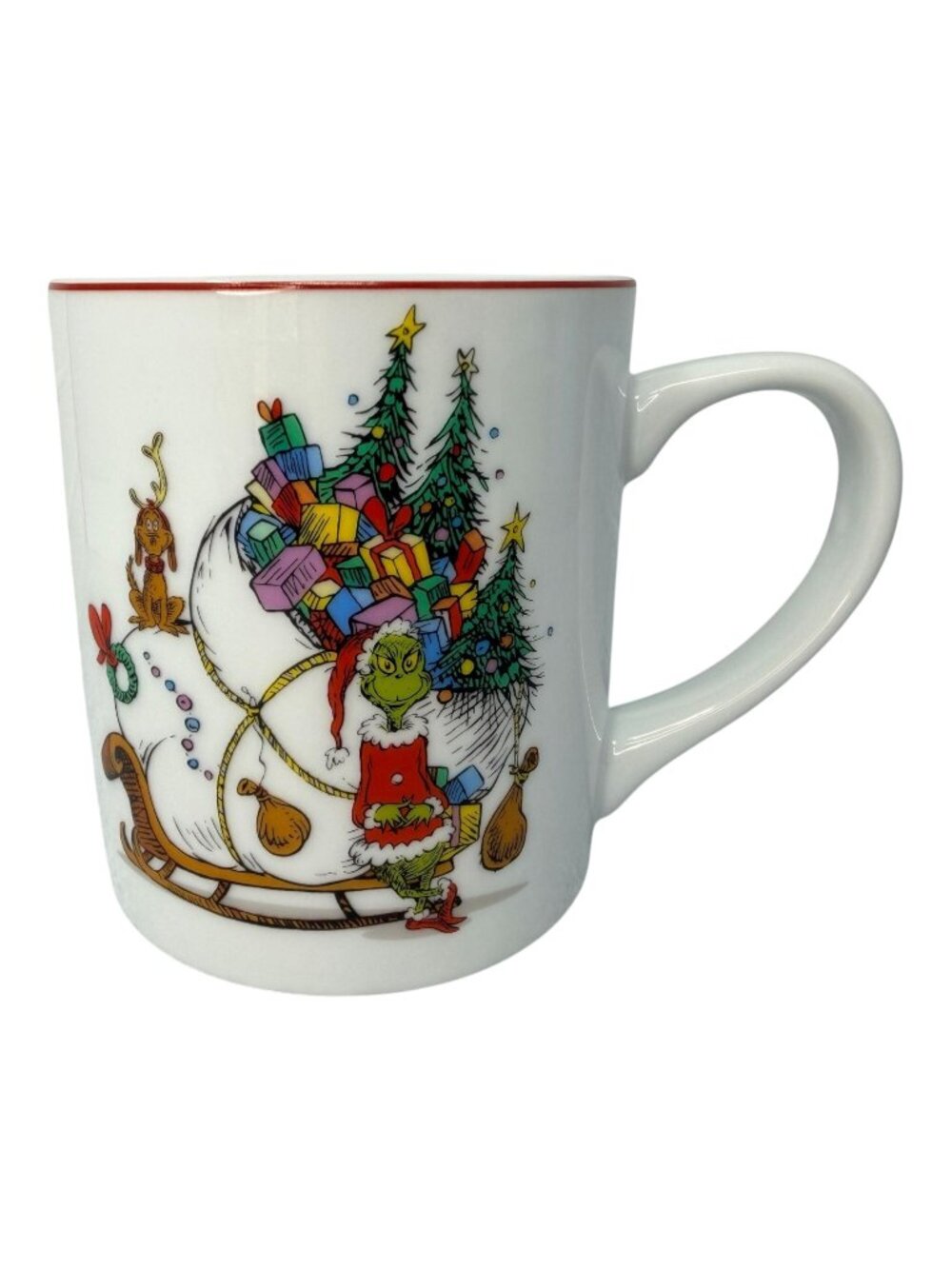 Williams Sonoma The Grinch Christmas Coffee Mug Cup‎ Sleigh Dr Seuss